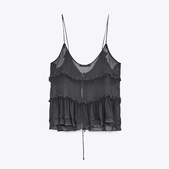 BLOGGER'S FAVE! Zara Ruffled Semi-Sheer Top NWT - Picture 15 of 16
